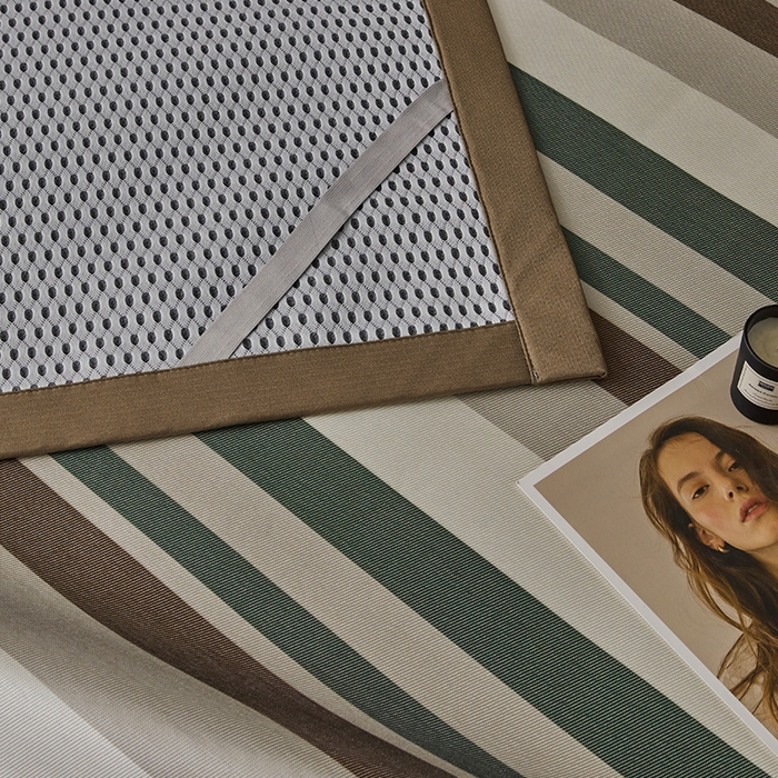 91家纺网 家纺一手货源 找家纺 （总）圆岛家纺 2023夏季A类复古条纹系列高档900D数码印花冰丝凉席