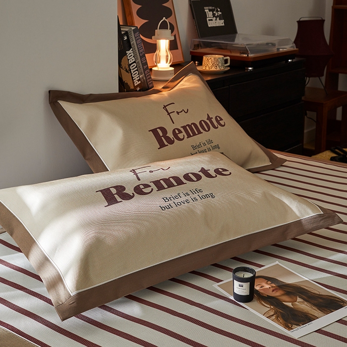 91家纺网 家纺一手货源 找家纺 圆岛家纺 2023夏季A类复古条纹系列高档900D数码印花冰丝凉席 枣泥可可