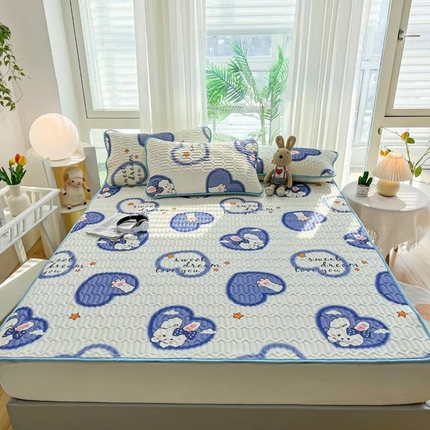 91家纺网 家纺一手货源 找家纺 （总）玖琳家纺 2023新款皇家正品全尺寸折叠床单款乳胶凉席三件套