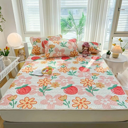 91家纺网 家纺一手货源 找家纺 （总）玖琳家纺 2023新款皇家正品全尺寸折叠床单款乳胶凉席三件套