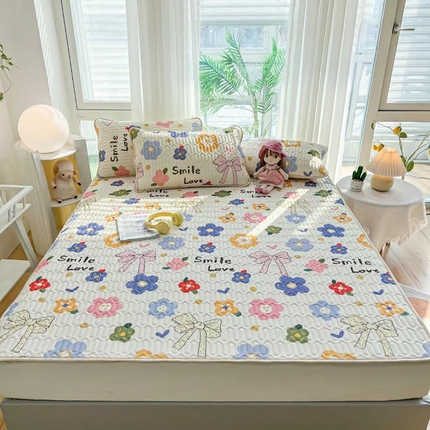 91家纺网 家纺一手货源 找家纺 （总）玖琳家纺 2023新款皇家正品全尺寸折叠床单款乳胶凉席三件套