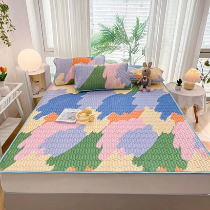 91家纺网 家纺一手货源 找家纺 （总）玖琳家纺 2023新款皇家正品全尺寸折叠床单款乳胶凉席三件套