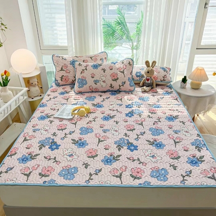 91家纺网 家纺一手货源 找家纺 （总）玖琳家纺 2023新款皇家正品全尺寸折叠床单款乳胶凉席三件套