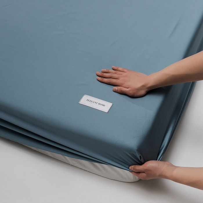 91家纺网 家纺一手货源 找家纺 8小时家纺 2023新款长绒棉单品床笠 海茵蓝