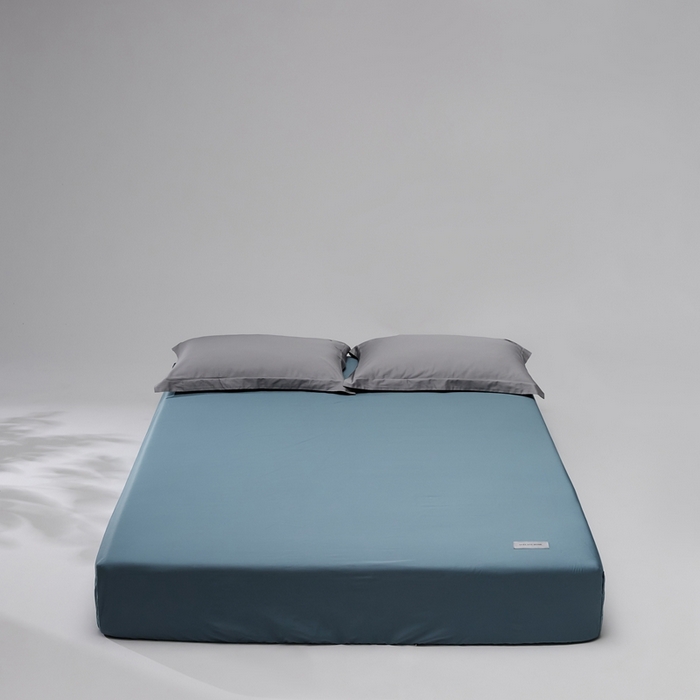 91家纺网 家纺一手货源 找家纺 8小时家纺 2023新款长绒棉单品床笠 海茵蓝