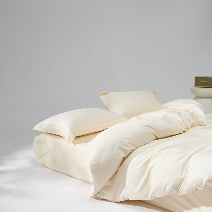 91家纺网 家纺一手货源 找家纺 8小时家纺 2023款长绒棉四件套 奶昔白