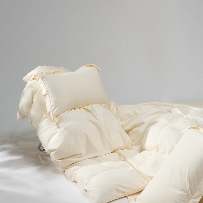 91家纺网 家纺一手货源 找家纺 8小时家纺 2023款长绒棉四件套 奶昔白