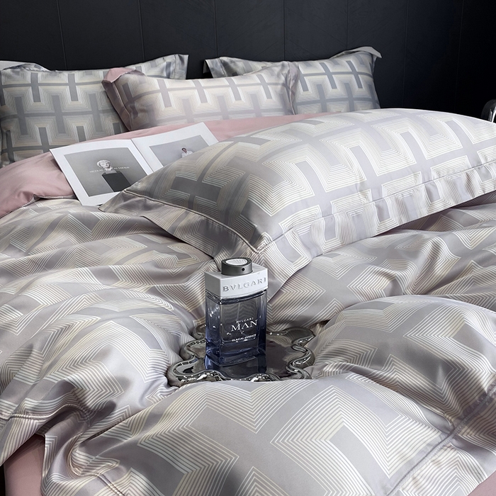 91家纺网 家纺一手货源 找家纺 优悦 2023新款冰丝印花四件套澜玉丛境 粉