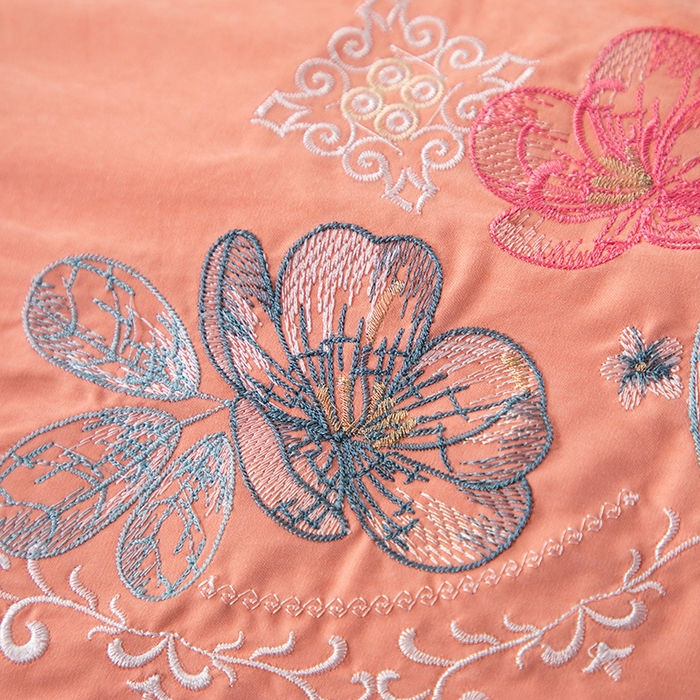 91家纺网 家纺一手货源 找家纺 优姿家纺 2024新款锦棉绣花四件套吊边床单一字绣枕套套件-锦绣花园 锦绣花园-橙