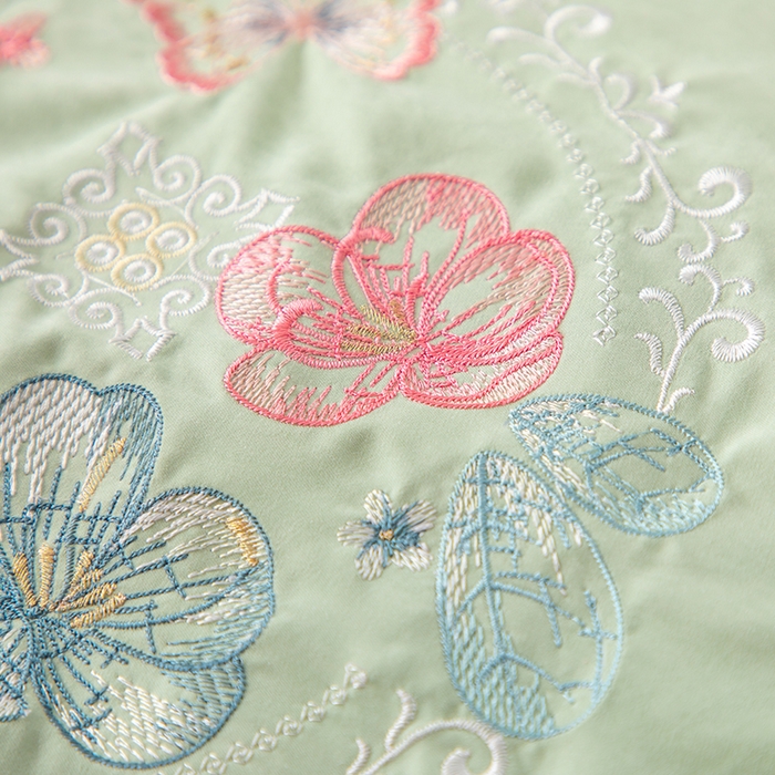 91家纺网 家纺一手货源 找家纺 优姿家纺 2024新款锦棉绣花四件套吊边床单一字绣枕套套件-锦绣花园 锦绣花园-翠绿