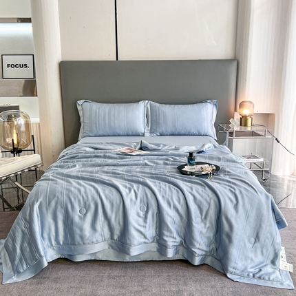 91家纺网 家纺一手货源 找家纺 锦禾穗 2024新款天丝夏被四件套 幻境蓝