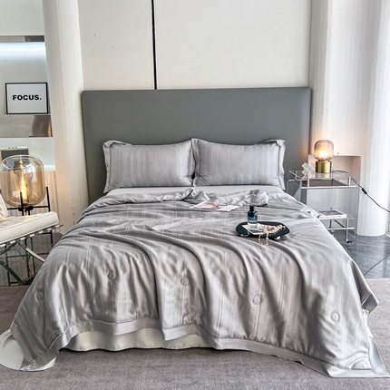 91家纺网 家纺一手货源 找家纺 锦禾穗 2024新款天丝夏被四件套 绅士灰