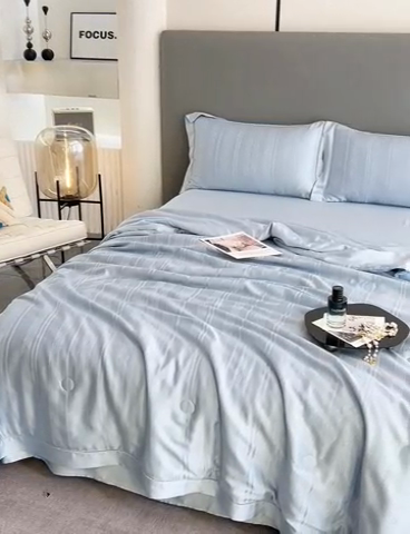 91家纺网 家纺一手货源 找家纺 锦禾穗 2024新款天丝夏被四件套 幻境蓝