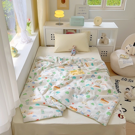 木堇家居 2023新款全棉纱布儿童夏被 快乐汽车