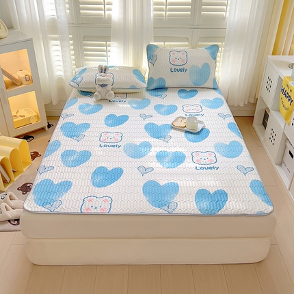 木堇家居 2023新款乳胶凉席 蓝心熊