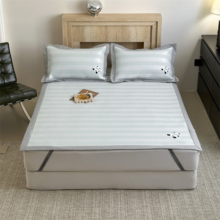 三味舒屋 2025新款凉感抗菌防螨印花冰丝养生席床席款 熊宝