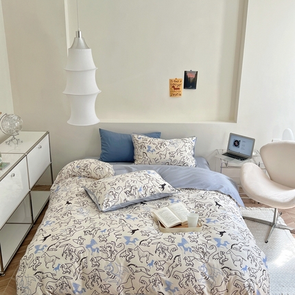 91家纺网 家纺一手货源 找家纺 蕊姿 50sA类数码印花四件套 涂鸦