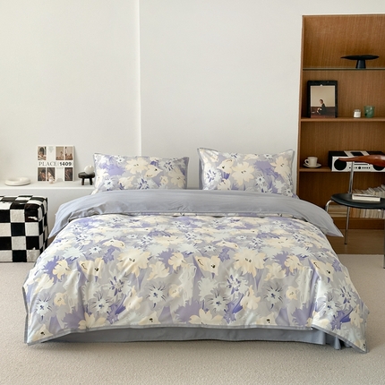 91家纺网 家纺一手货源 找家纺 蕊姿 50sA类数码印花四件套 紫铃兰