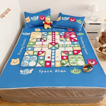 91家纺网 家纺一手货源 找家纺 美乐迪 2023新款冰感豆豆床笠款凉席三件套 飞行棋