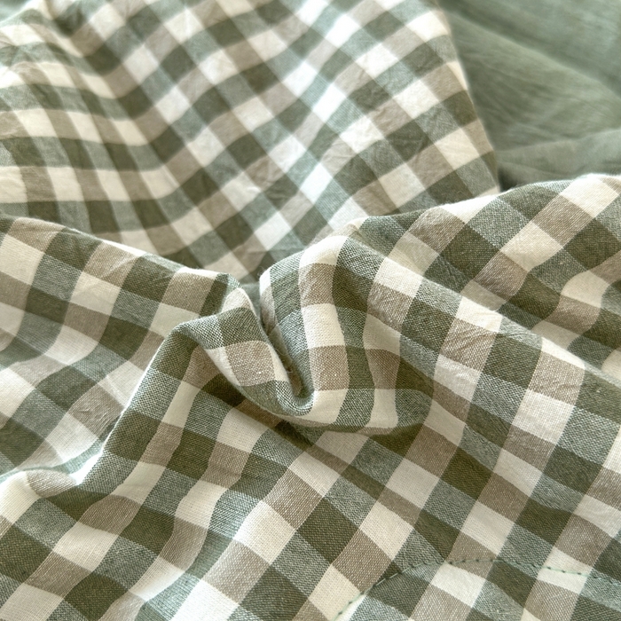 91家纺网 家纺一手货源 找家纺 三沁 2024新款春夏全棉色织水洗棉大豆夏被四件套 SM-绿小格