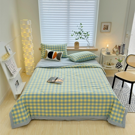 91家纺网 家纺一手货源 找家纺 （总）价格下调三沁2025最新A类大豆纤维全棉色织水洗棉夏被四件套夏凉被空调被子无印良品