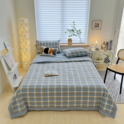 91家纺网 家纺一手货源 找家纺 （总）价格下调三沁2025最新A类大豆纤维全棉色织水洗棉夏被四件套夏凉被空调被子无印良品