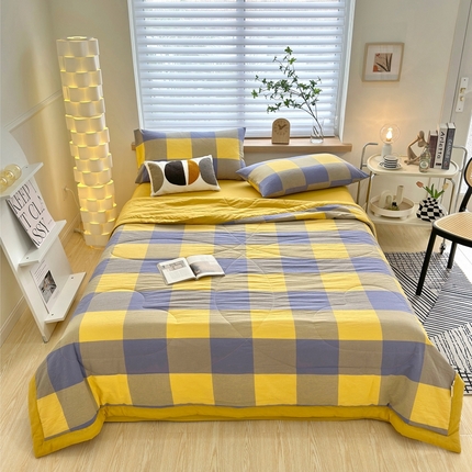 91家纺网 家纺一手货源 找家纺 （总）价格下调三沁2025最新A类大豆纤维全棉色织水洗棉夏被四件套夏凉被空调被子无印良品