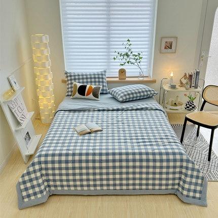 91家纺网 家纺一手货源 找家纺 （总）价格下调三沁2025最新A类大豆纤维全棉色织水洗棉夏被四件套夏凉被空调被子无印良品