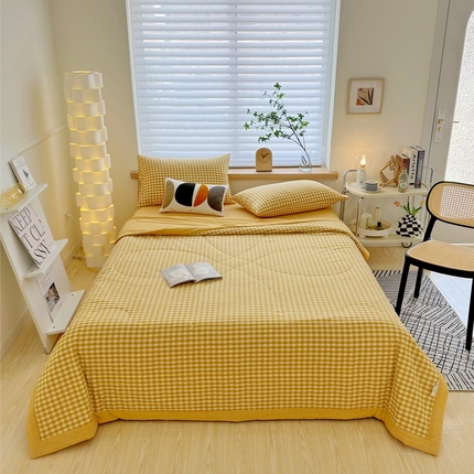 91家纺网 家纺一手货源 找家纺 （总）价格下调三沁2025最新A类大豆纤维全棉色织水洗棉夏被四件套夏凉被空调被子无印良品