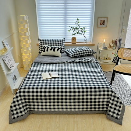 91家纺网 家纺一手货源 找家纺 （总）价格下调三沁2025最新A类大豆纤维全棉色织水洗棉夏被四件套夏凉被空调被子无印良品