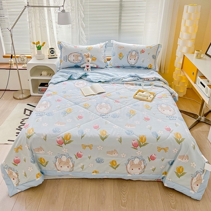 91家纺网 家纺一手货源 找家纺 乐童 2024新款全棉夏被四件套爆款花色 茜茜花园