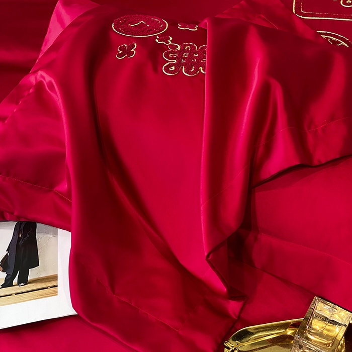 91家纺网 家纺一手货源 找家纺 优悦 2023新款轻奢磨毛婚庆毛巾绣四件套 喜愿