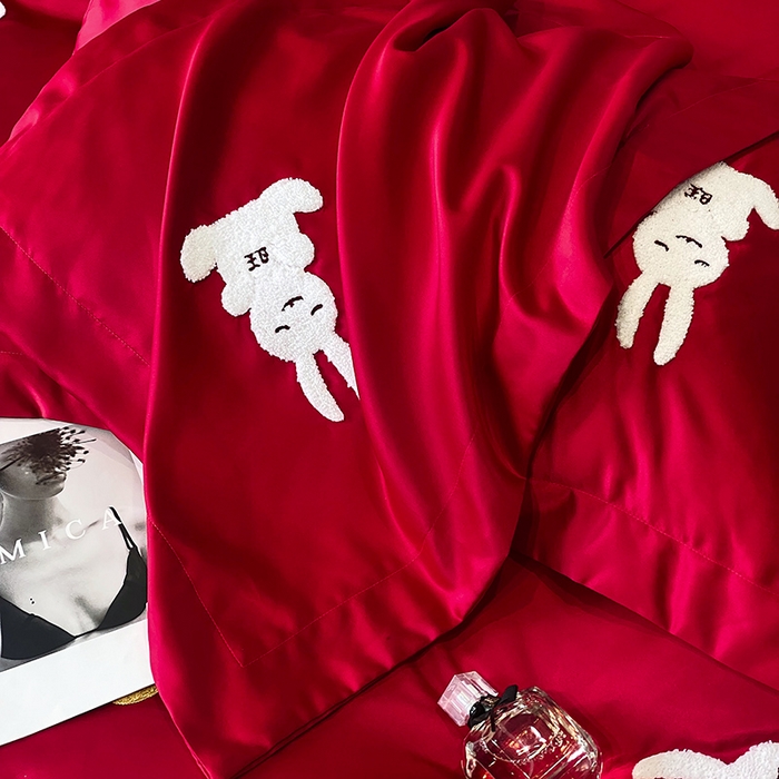 91家纺网 家纺一手货源 找家纺 优悦 2023新款轻奢磨毛婚庆毛巾绣四件套 小确幸