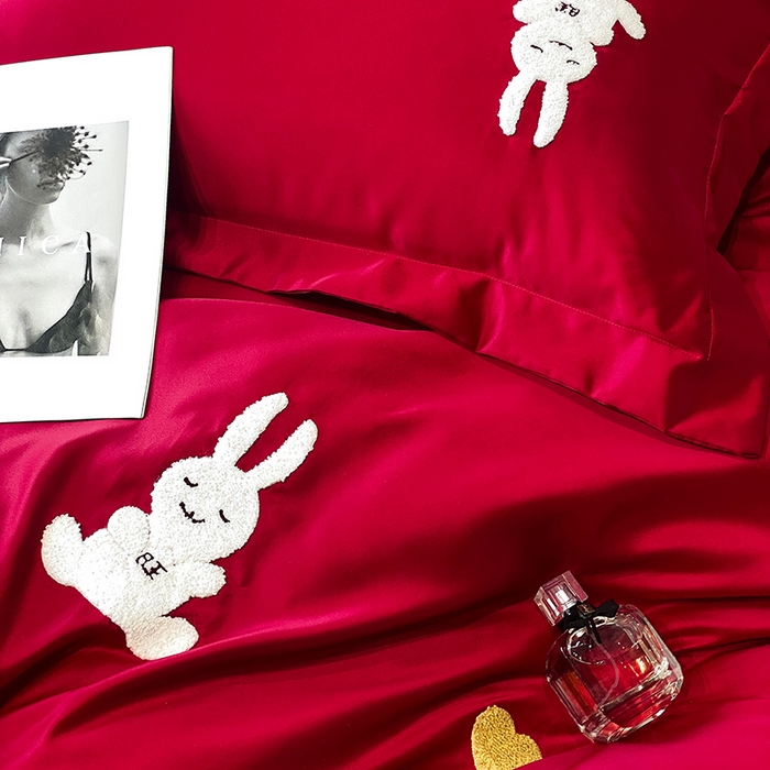 91家纺网 家纺一手货源 找家纺 优悦 2023新款轻奢磨毛婚庆毛巾绣四件套 小确幸