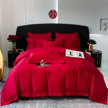 优悦 2023新款轻奢磨毛婚庆毛巾绣四件套 爱意满满