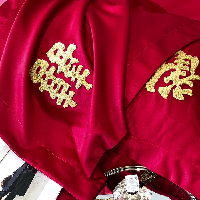 91家纺网 家纺一手货源 找家纺 优悦 2023新款轻奢磨毛婚庆毛巾绣四件套 喜爱