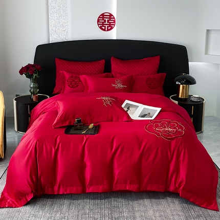 优悦 2023新款轻奢磨毛婚庆毛巾绣四件套 相爱