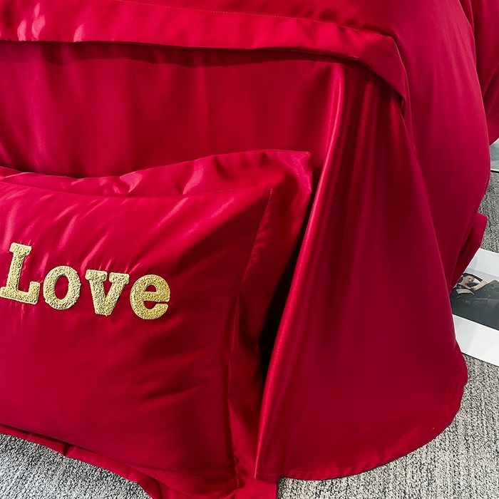 91家纺网 家纺一手货源 找家纺 优悦 2023新款轻奢磨毛婚庆毛巾绣四件套 美满