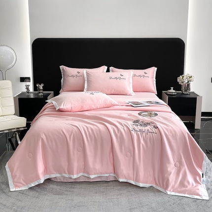 91家纺网 家纺一手货源 找家纺 （总）芯贝儿 2023新款雪莲天丝夏被四件套--花韵