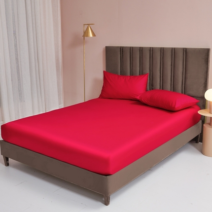 91家纺网 家纺一手货源 找家纺 恋尚 2023新款13372喷气全棉床笠 大红