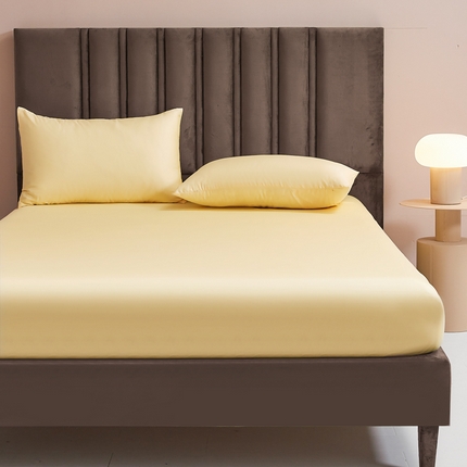 91家纺网 家纺一手货源 找家纺 恋尚 2023新款13372喷气全棉床笠 浅黄