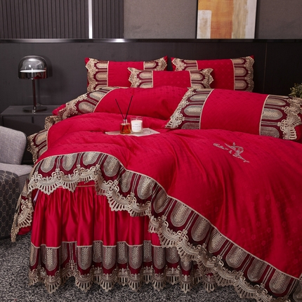 91家纺网 家纺一手货源 找家纺 （总）恋尚 2023新款床裙款提花四件套