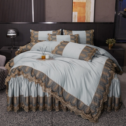 91家纺网 家纺一手货源 找家纺 （总）恋尚 2023新款床裙款提花四件套