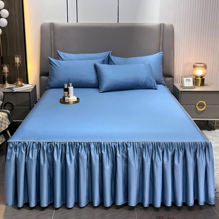 91家纺网 家纺一手货源 找家纺 恋尚 2023新款13372喷气全棉床裙 柯蓝