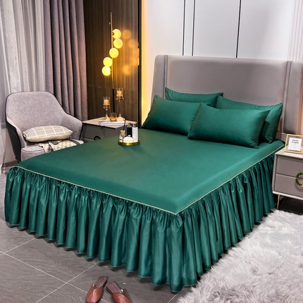 91家纺网 家纺一手货源 找家纺 恋尚 2023新款13372喷气全棉床裙 祖母绿