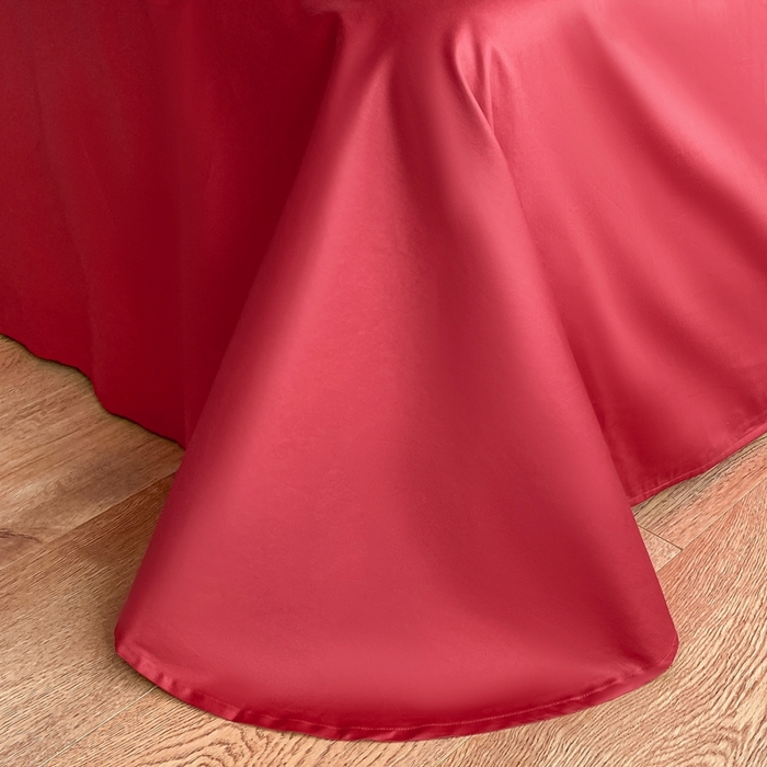 91家纺网 家纺一手货源 找家纺 （总）秀色 2025新款50支贡缎长绒棉床上四件套数码印花被套轻奢高级感床品 椿野-西瓜红