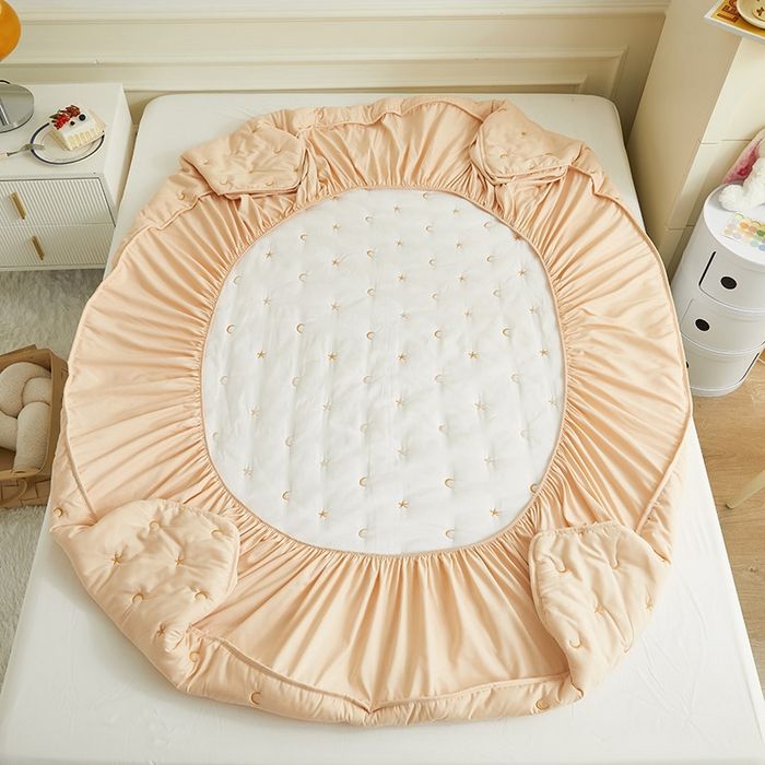 91家纺网 家纺一手货源 找家纺 （总）纤雅床笠 2024新款 艾草刺绣大豆床笠