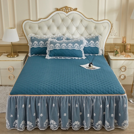 91家纺网 家纺一手货源 找家纺 恋尚 2023新款色织系列床笠床裙可脱卸 四件套 芙娅- 宝兰