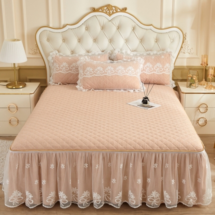 91家纺网 家纺一手货源 找家纺 恋尚 2023新款色织系列床笠床裙可脱卸 四件套 芙娅-玉色