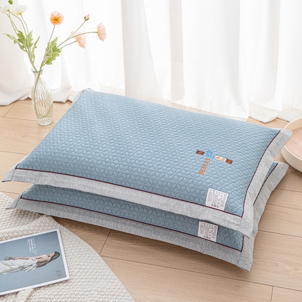 91家纺网 家纺一手货源 找家纺 织布人 2023新款夏季冰丝凉感冰豆豆枕套+荞麦壳枕芯48x74 元气冰豆豆-蓝 单枕套  